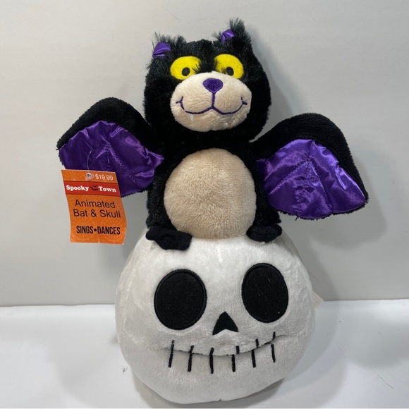 Spooky Town Halloween Animated Vampire Bat & Skull Plush READ - Picture 1 of 13